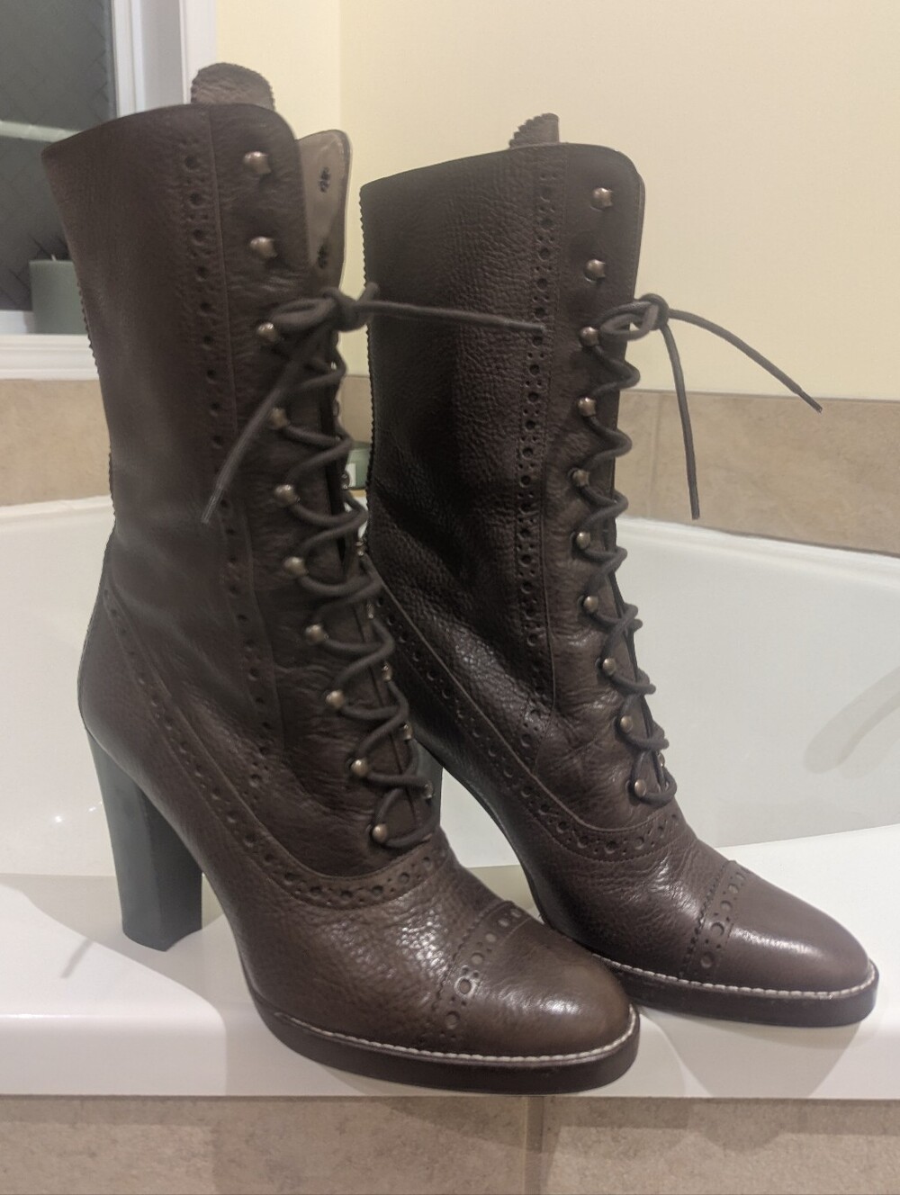 Genuine Leather Michael Kors Made In Italy Boots Lace Up SZ 8